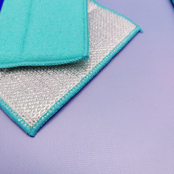 Салфетка - скраб двусторонняя 2в1 для кухни 17х20 см. / Два типа микроволокна, с жесткой поверхностью